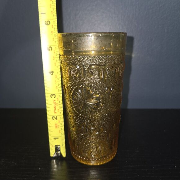 Vintage American Concord Amber by Brockway Glass Co. 6  oz Tumbler Set Of 2 - Picture 3 of 4